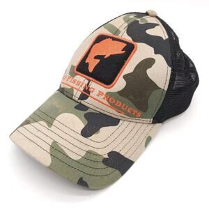 Simms Fishing Products Mesh Snapback Trucker‎ Hat Camo Ball Cap Fish Logo Adult